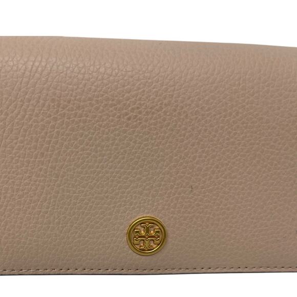 Tory Burch Robinson Pebbled Leather Zip Slim Wallet. Beige Multi-Color Interior - Picture 5 of 5